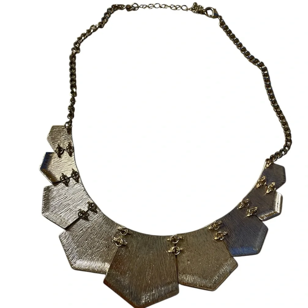 Y2K Boho Green & Blue Statement Necklace Gold Chain Adjustable Geometric
